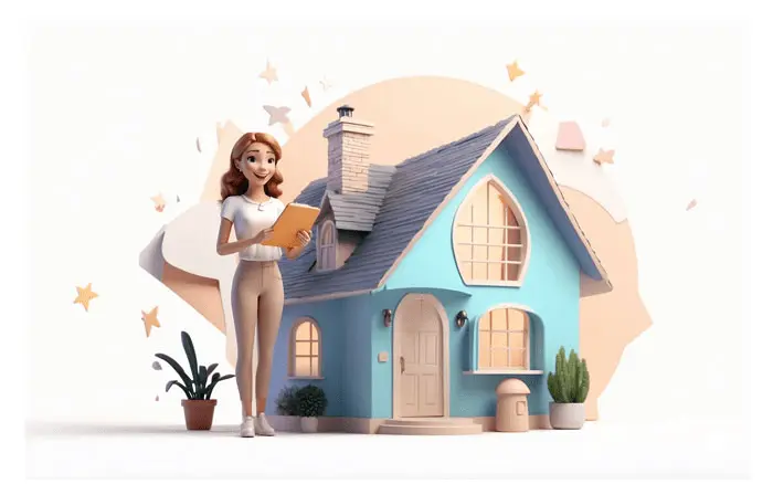 Real Estate Female Broker 3D Character Design Illustration